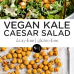 vegan kale caesar salad collage