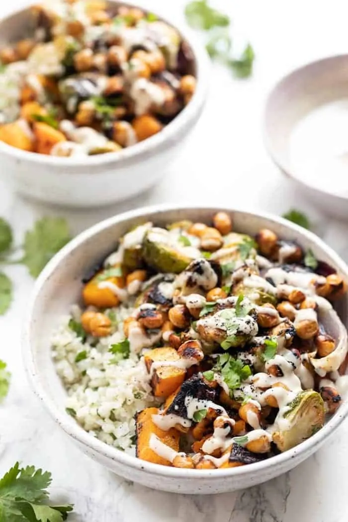 Miso Roasted Vegetable and Cauliflower Rice Bowls