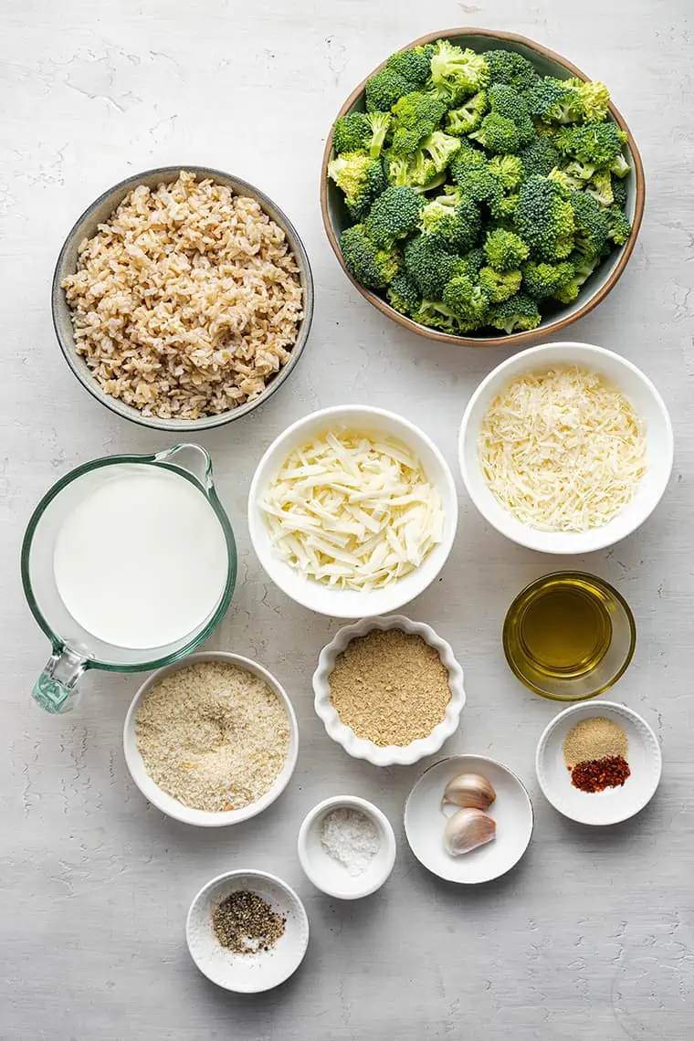 All of the ingredients for broccoli casserole